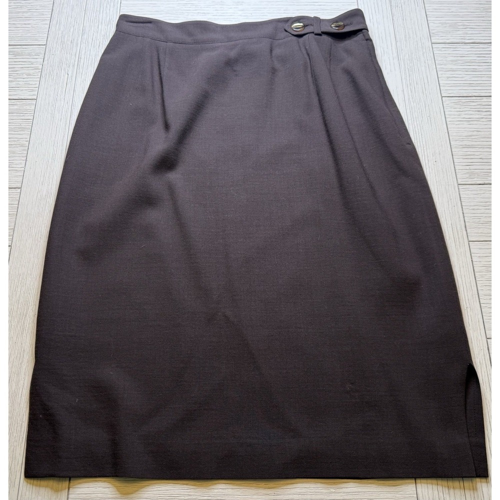 VTG Valentino Miss V Designers 100% Wool Pencil Brown Dressy‎ Luxe Skirt 44/10